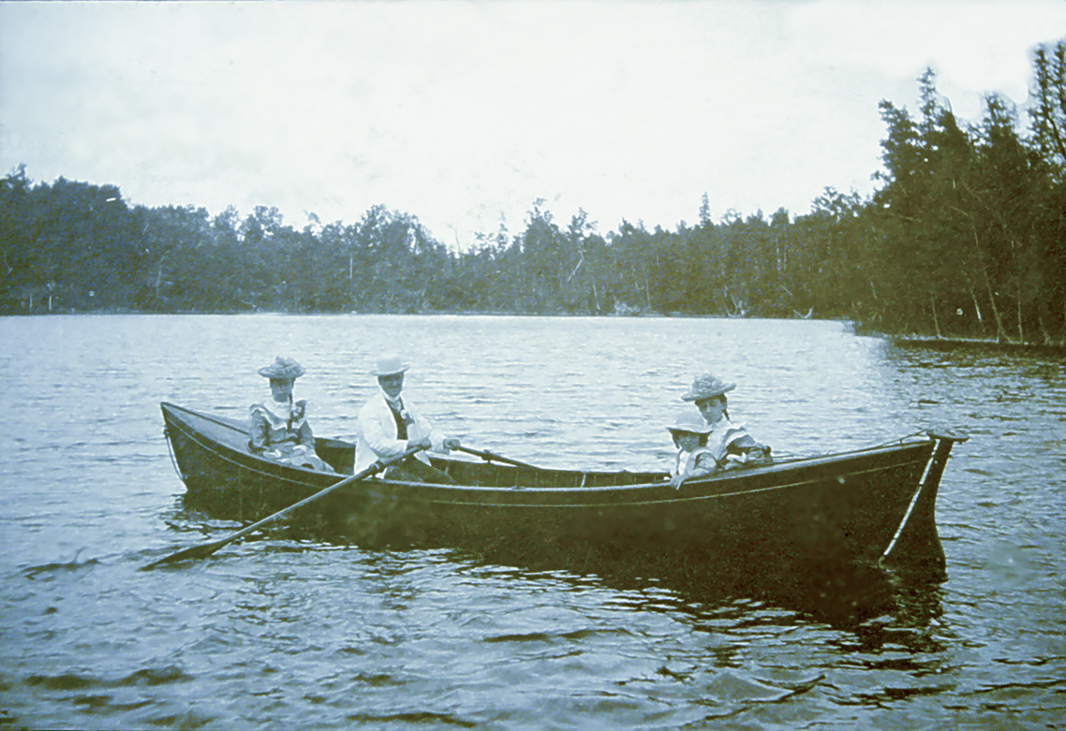 Crawford family on Crawford Lake in undated photo from Conservation Halton